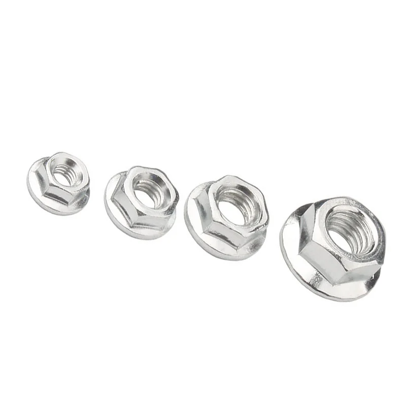 Iron Zinc-Plated Hex Flange Nuts M3M4M5M6M7M8M10M12 Anti-Slip With Washer Locking