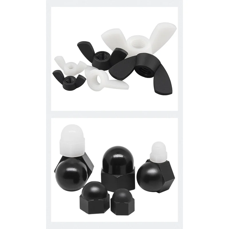 Plastic Nuts Nylon Hex Nuts Decoration Ball Head Cap Type Nuts Plastic Wing Thumb Wing Nuts