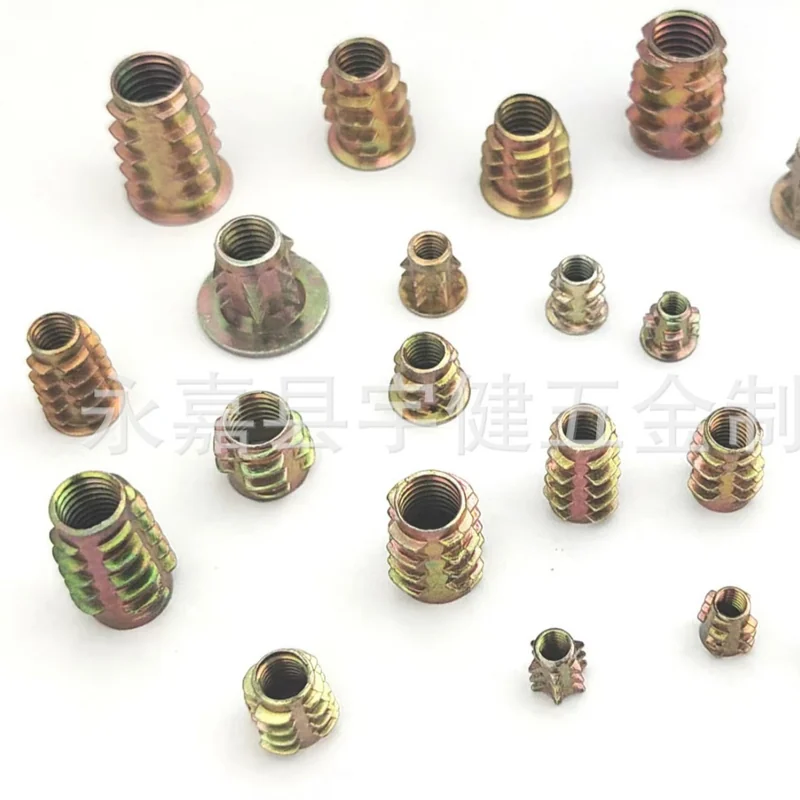 Zinc Alloy Internal and External Threaded Insert Nuts ，Stab Nut Pointed Nut Chain Joining Nuts ， Furniture Decoration Nuts .