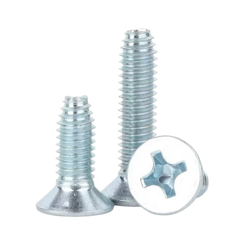 Grade 8.8 Blue-White Zinc-Plated Trilobular Thread Machine-Thread Cross-Recessed Countersunk Head Screws Self-Locking M3/M4/M5