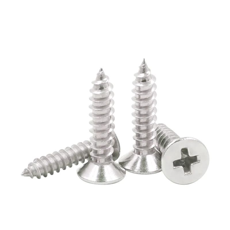 304 Stainless Steel Cross-Recessed Self-Tapping Screws Flat Head KA Wood Thread Countersunk Head