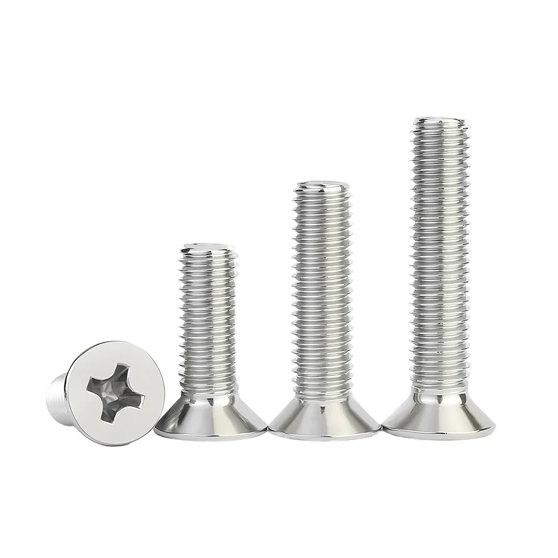 201 Stainless Steel Machine-Thread Cross-Recessed Countersunk Head Screws km Chinese National Standard gb819 Large Flat Head Thread m2m3m4m5m6