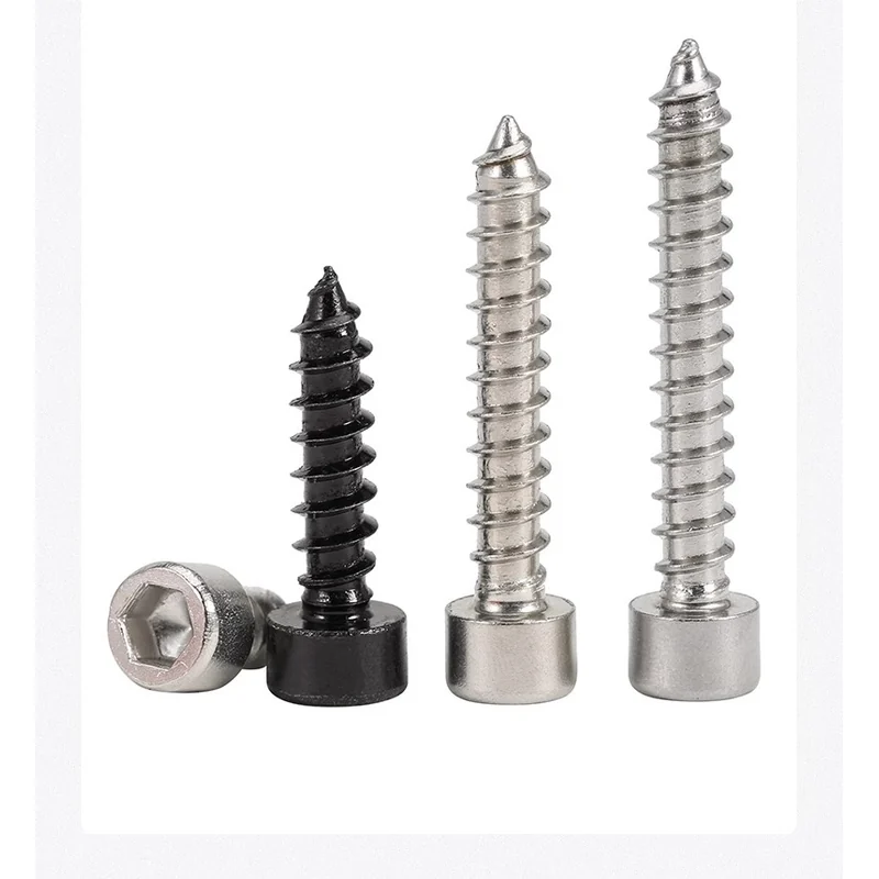 Grade 8.8 Black Hex Socket Self-Tapping Screws Hex Wood Nickel-Plated 304 M2M4