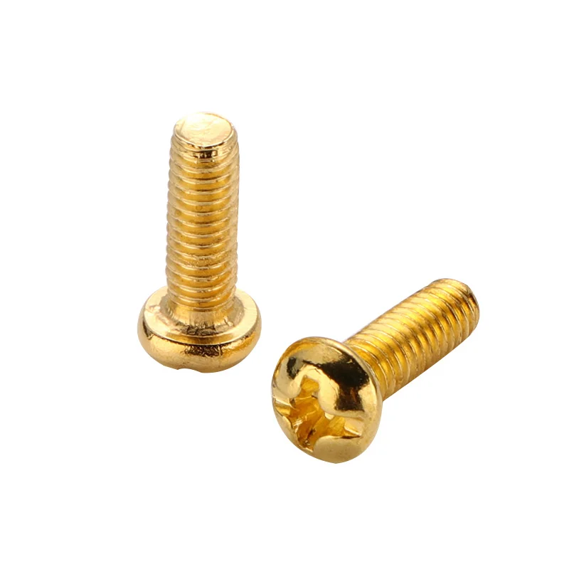 Copper-Plated Cross-Recessed Machine Screws Round Head Screws M3M4M5M6Kim. Color Screws Lighting Round Head Cross-Recessed Machine Thread Screws Threaded Rods