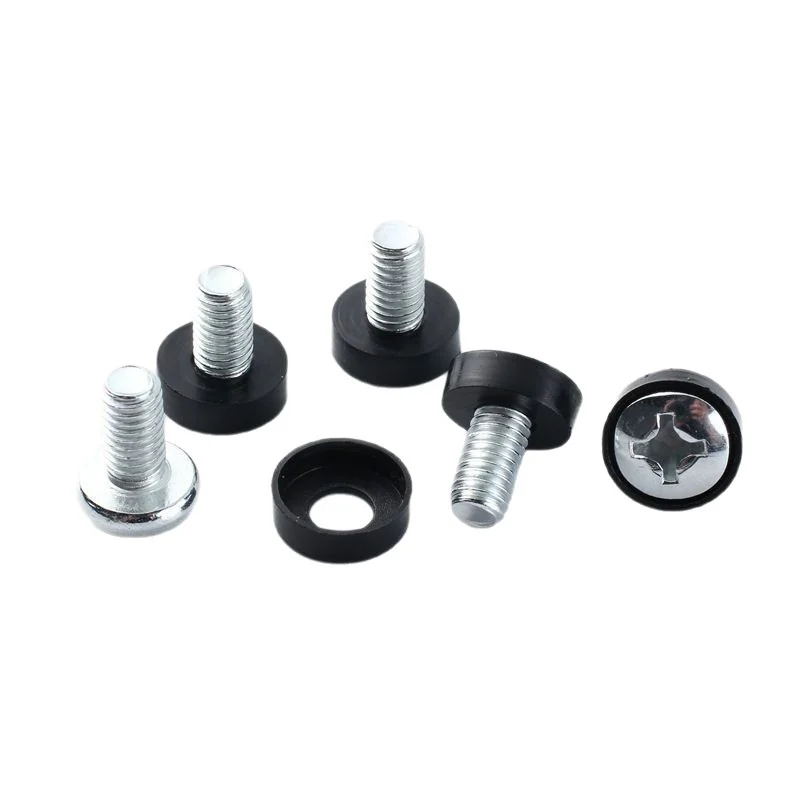 Crown Fastener Kits Screws With Black Ring Pan Head Cross-Recessed Equipment Cabinet Screws Card type Nuts