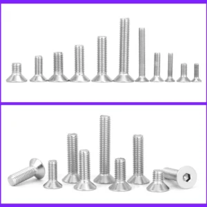 304 Stainless Steel DIN7991 Flat Head Machine-Thread Hex Socket Countersunk Head Screws M2M3M4M5M6M8