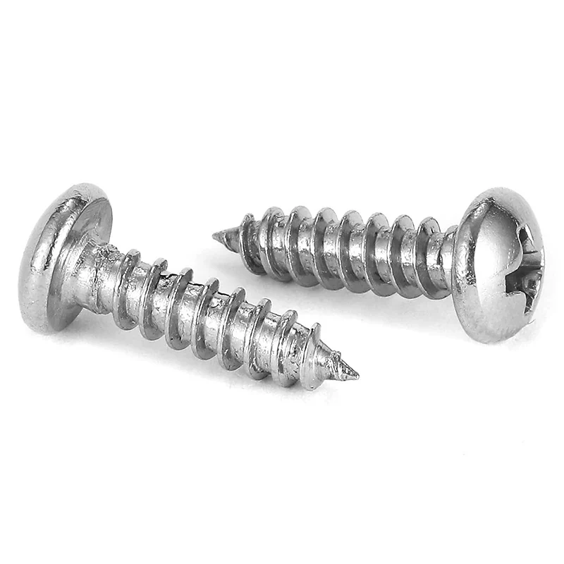 304 Stainless Steel Round Head Cross-Recessed Self-Tapping Screws Pan Head Pointed Tip PA Small M1.4M2M3/M4