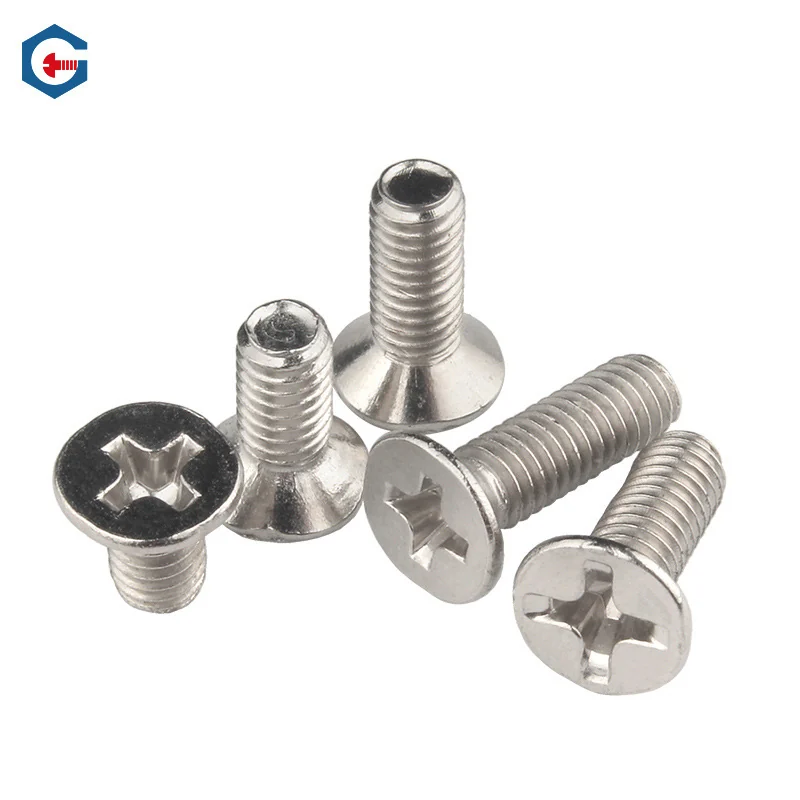 Iron Nickel-Plated Machine-Thread Cross-Recessed Countersunk Head Screws Flat End Flat Head Electronics Black