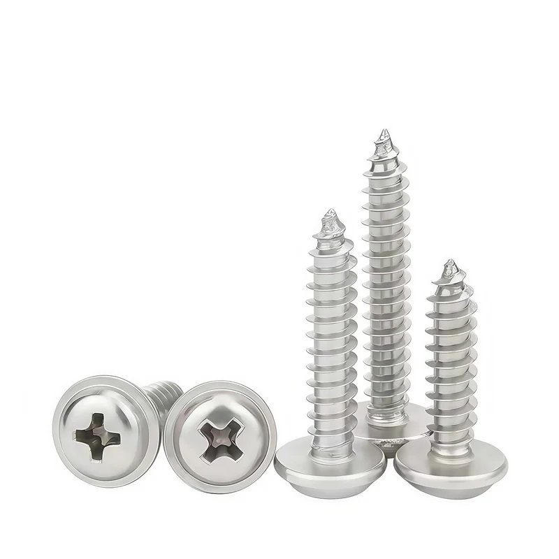 304 Stainless Steel Cross-Recessed Round Head With Washer Self-Tapping Screws Pan Head With Washer Son Electronics Small Screws M1-M4