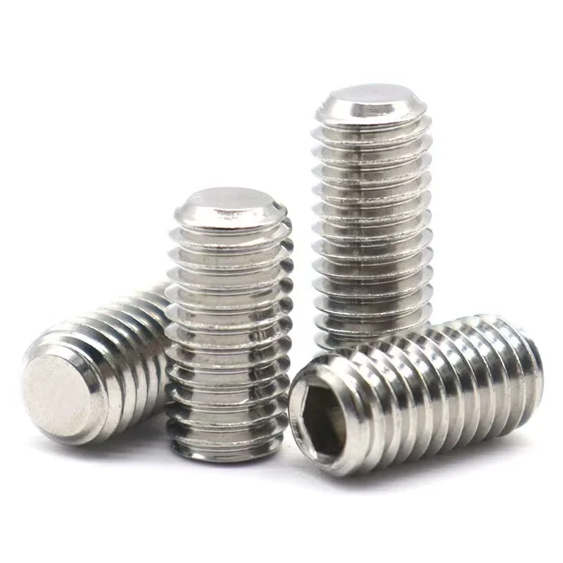 304 Stainless Steel Hex Socket Flat Head Set Screws Flat Point Machine m Headless Set M2-M20
