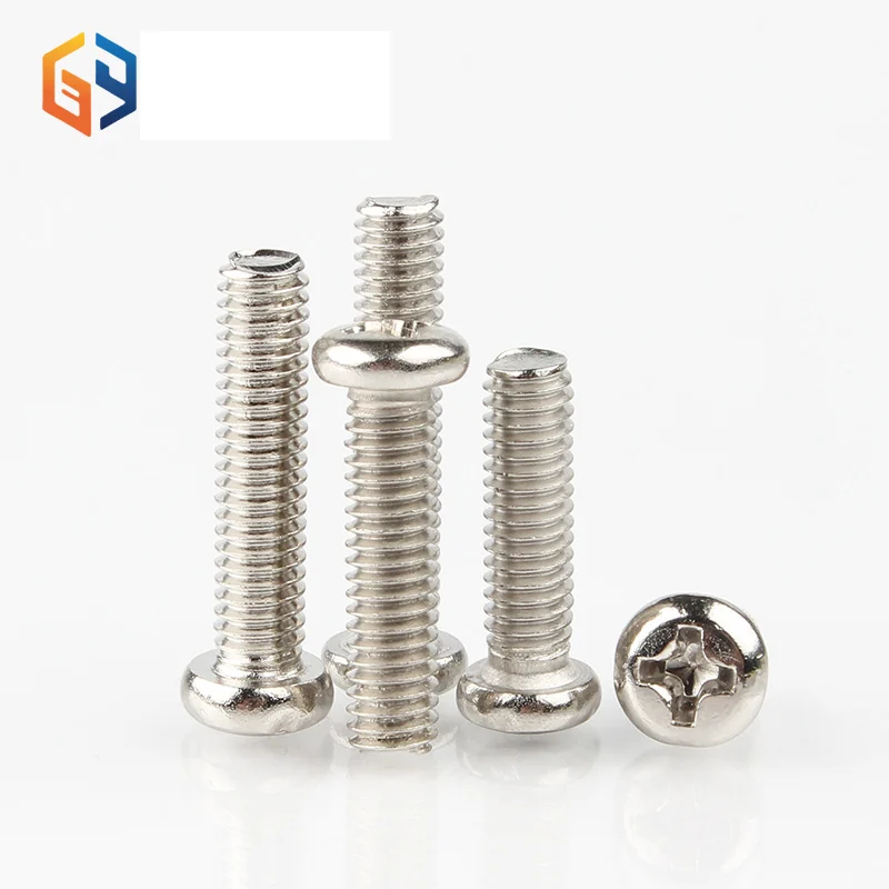 Nickel-Plated Machine-Thread Cross-Recessed Pan Head Screws PM M1.2M1.4M1.7M2.5M3M4M6