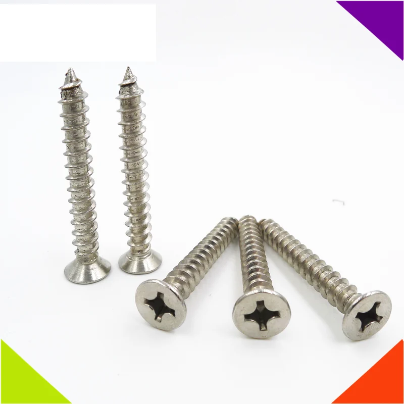 Stainless Steel Screws 304 Countersunk Head Self-Tapping Screws Cross-Recessed Flat Head Standard ALevel Screws