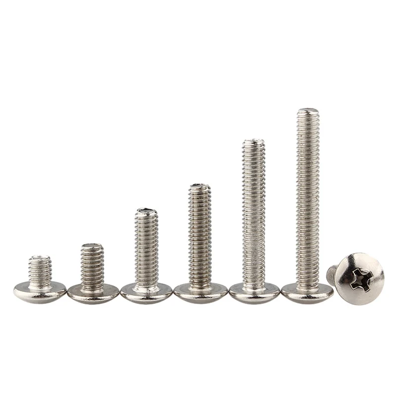 Large Truss Head Machine-Thread Cross-Recessed Pan Head Screws TM Iron Nickel-Plated Mushroom Truss Head Black Zinc Threaded