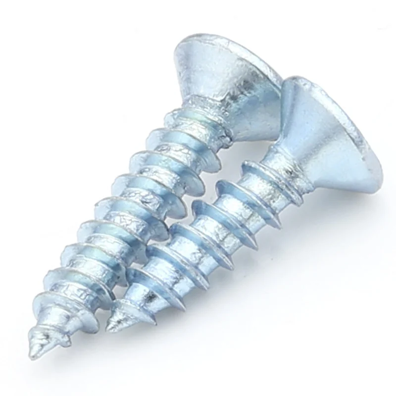 Long Cross-Recessed Self-Tapping Screws Hardened Flat Head Countersunk Head Plated Blue Zinc KA Pointed Tip Wood M3M4M5M6