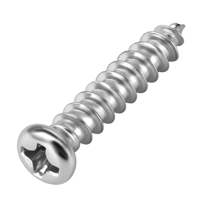 304 Stainless Steel Cross-Recessed Round Head Self-Tapping Screws PA Pan Head Pointed Tip Wood m1m1.7m2.6m3