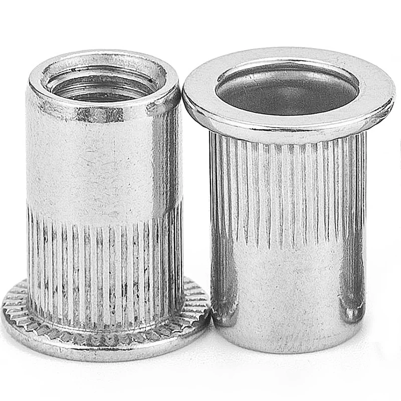 304 Stainless Steel Knurled Rivet Nuts Flat Head Rivet Nuts Ram. Screws Rivet Nuts Rad. Nuts M4/M5/M6