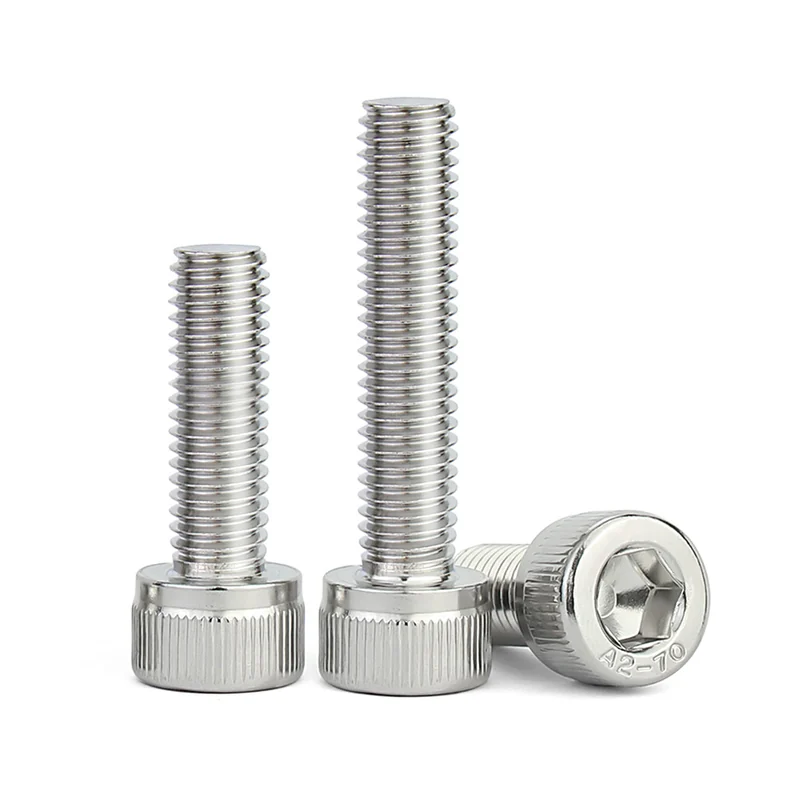 304 Stainless Steel Socket Head Cap Screws M3M4M5M6M8 Socket Cap Head Bolts Cylindrical Head Hex Socket Knurled Machine Screws