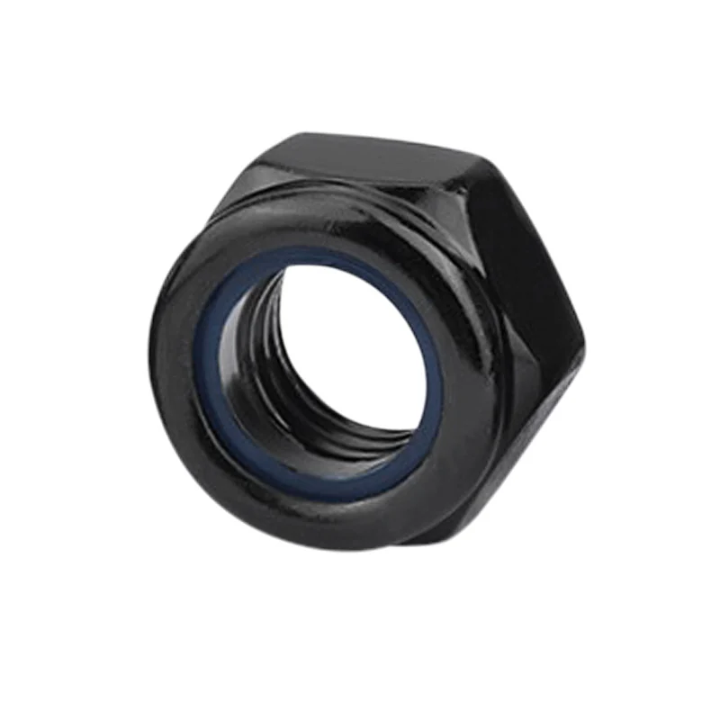 304 Stainless Steel Black Lock Nuts Nylon Hex Carbon Steel M3M4M5M6M8