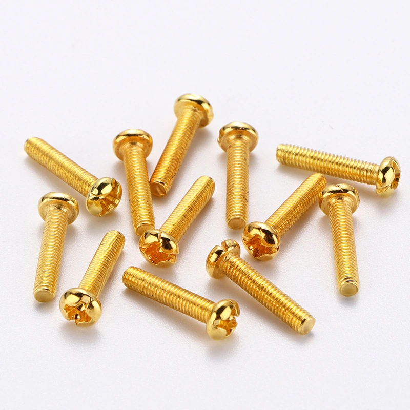 Copper-Plated Cross-Recessed Machine Screws Round Head Screws M3M4M5M6Kim. Color Screws Lighting Round Head Cross-Recessed Machine Thread Screws Threaded Rods