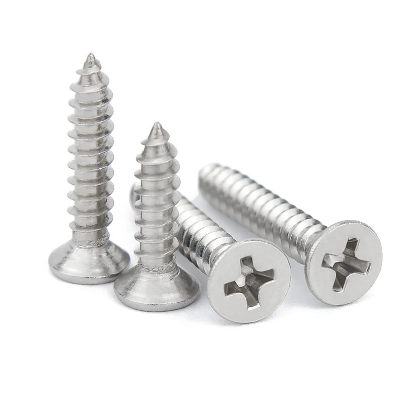 304 Stainless Steel Cross-Recessed Countersunk Head Self-Tapping Screws M1-M6.3 Flat Head Self-Tapping Screws Wood Screws GB846
