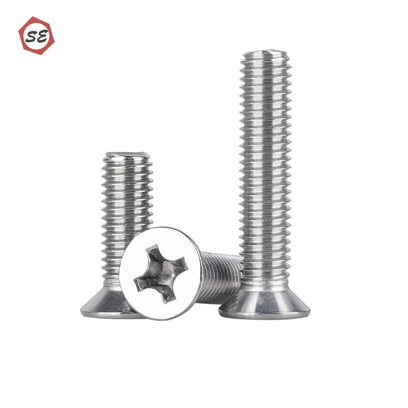 Imperial 304 Stainless Steel Flat Head Fine Thread Cross-Recessed Countersunk Head Screws American Standard Coarse Thread 2#-3/8