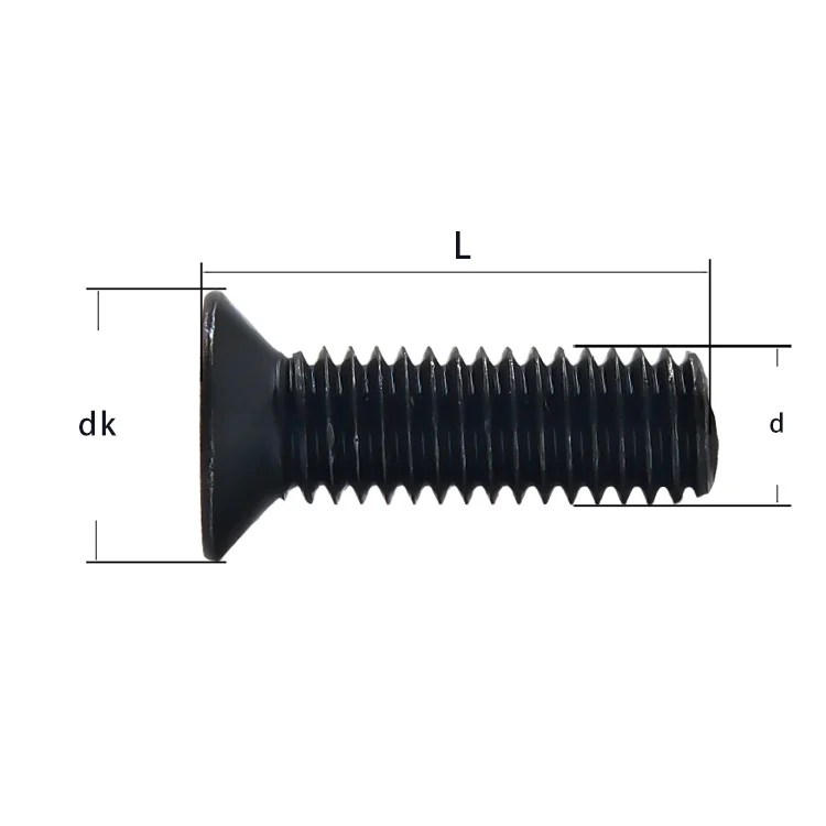 Black Machine-Thread Cross-Recessed Countersunk Head Screws Flat Head KM Computer Flat End