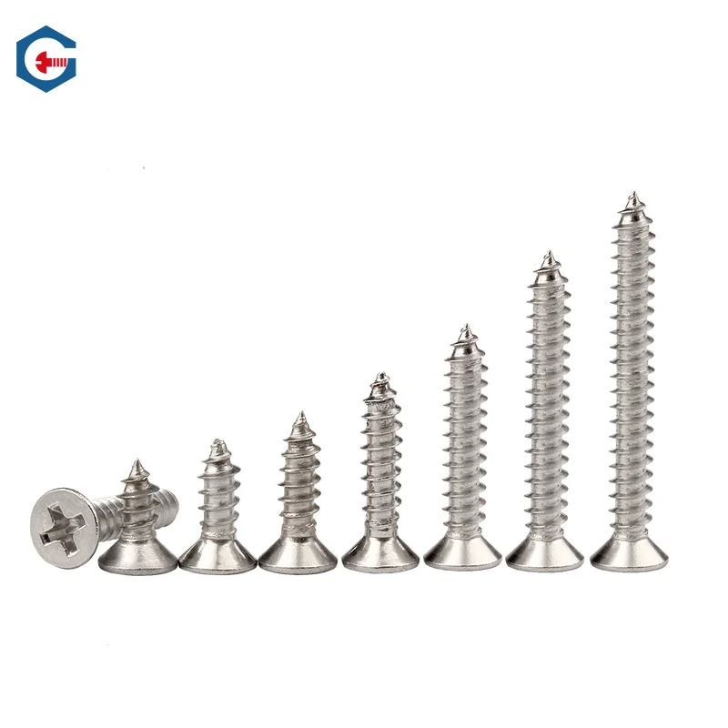 Black 304 Stainless Steel Cross-Recessed Countersunk Head Self-Tapping Screws Flat Head Woodworking M2M2.6M3M4M5