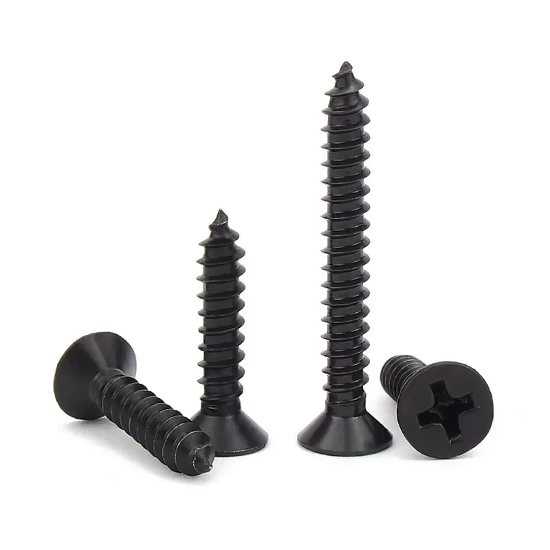 KA Black Cross-Recessed Countersunk Head Flat Head Self-Tapping Screws M1M2M3M4 Electronics Small Pointed Tip