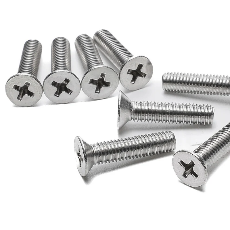 Mu Jin.201 Stainless Steel Cross-Recessed Countersunk Head Screws Cross-Recessed Screws / Flat Head Cross-Recessed Bolts Machine Small Head Screws GB819 / M2-M12