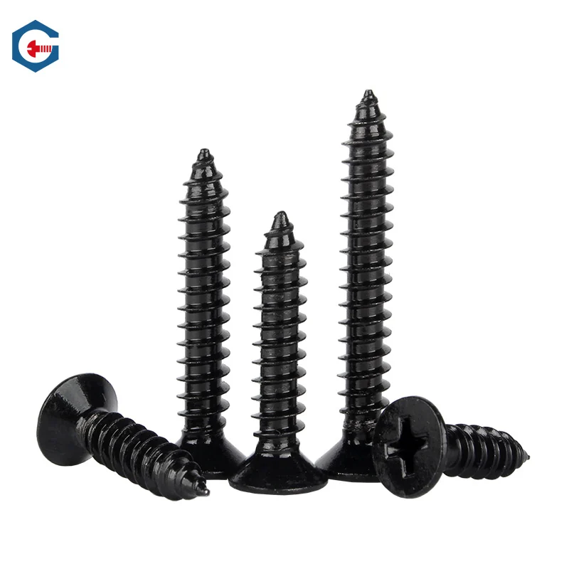 Black 304 Stainless Steel Cross-Recessed Countersunk Head Self-Tapping Screws Flat Head Woodworking M2M2.6M3M4M5