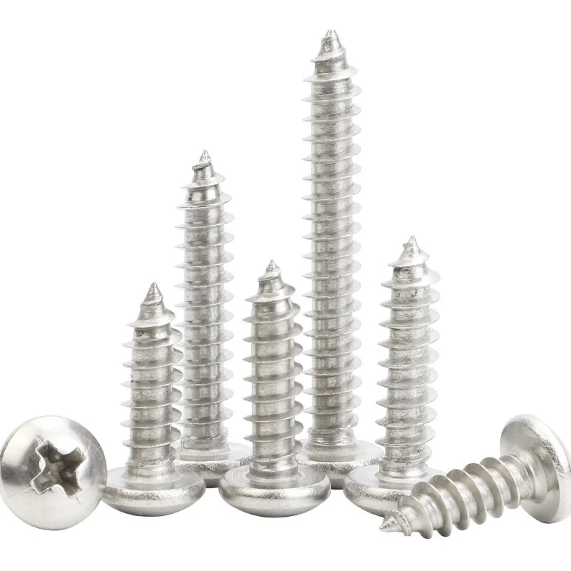 304 Stainless Steel Large Truss Head Round Head Cross-Recessed Self-Tapping Screws Wood Truss Head M1-M8