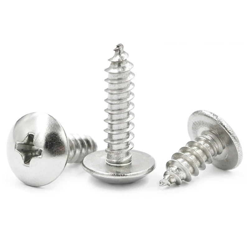 201 Stainless Steel Large Truss Head Cross-Recessed Round Head Self-Tapping Screws Truss Head Wood Recess M3M4M6