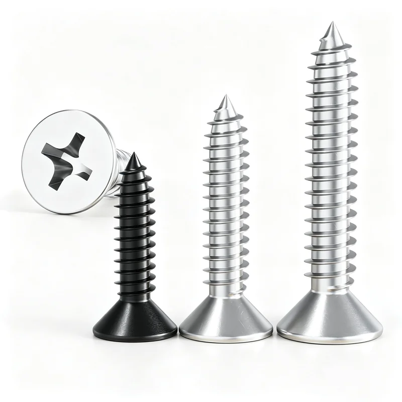 M1M2M3M4M5M6 Flat Head Pointed Tip 304 Stainless Steel Cross-Recessed Countersunk Head Self-Tapping Screws