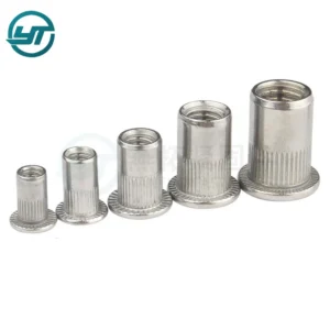 Knurled Rivet Nuts Plated Yellow Zinc-Plated Flat Head Straight Knurl Rivet Zinc-Plated Partial Hex