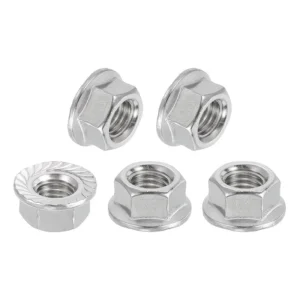 Carbon Steel White Zinc-Plated Flange Hex Nuts Flanged Anti-Slip Flat Face Iron M3M5/M6/M8