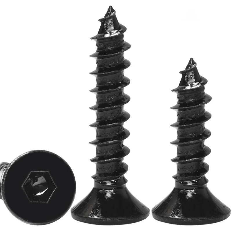 Grade 8.8 Black Hex Socket Flat Head Self-Tapping Screws Blackened Countersunk Head M3M4M5M6M8