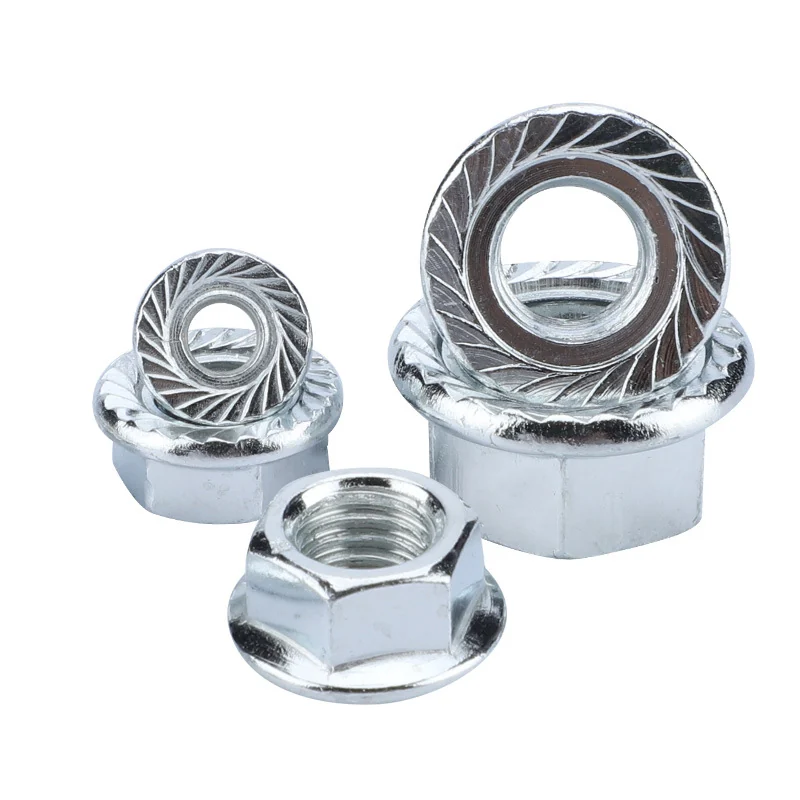 White Zinc-Plated Flange Nuts M4/M5/M6/M8/M10/ With Washer Serrated Flange