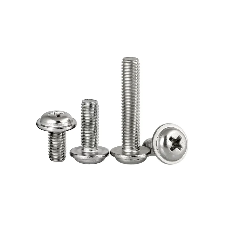 304 Stainless Steel Cross-Recessed Pan Head Screws Round Head Screws With Washer Screws PWM Pan Head Bolts With Washer Son Screws M2M3M4M5