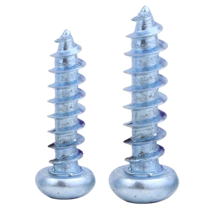 ShanghaiPA Self-Tapping Screws Blue-White Zinc-Plated Cross Recess Round Head Self-Tapping Screw Pan Head Self-Tapping Screw M3/M4/M5/M6