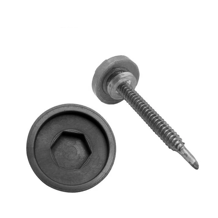 Hex Self-Drilling Screws Water-Resistant Cap Drill Point Screw Cap Color-Coated Steel Roofing Fixing Screw Plastic Protection Cap