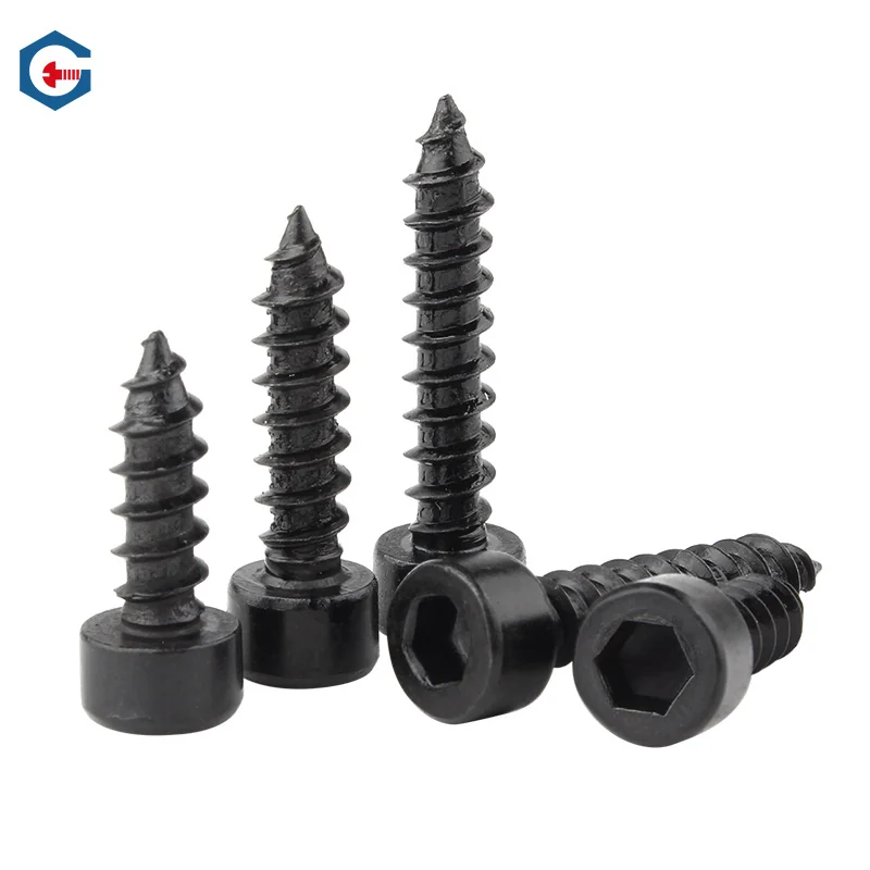 304 Stainless Steel Cylindrical Head Hex Socket Self-Tapping Screws Socket Cap Head Not available Knurled Pointed Tip Screws M2M3M4M5M6