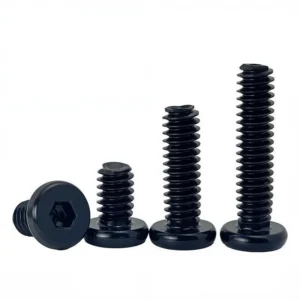 Imperial 1/4-20 Black Machine-Thread Button Head Hex Socket Screws Flat Furniture Chamfered