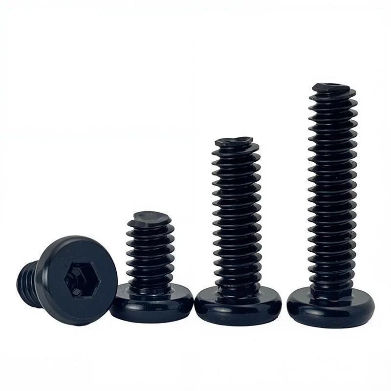 Imperial 1/4-20 Black Machine-Thread Button Head Hex Socket Screws Flat Furniture Chamfered