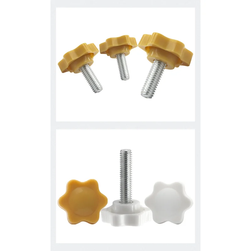 Hex Star Hexalobular Handle Thumb Screws Yellow / White Plastic With Whirl button Plastic Head Thumb Bolts M4M5M6M8M10