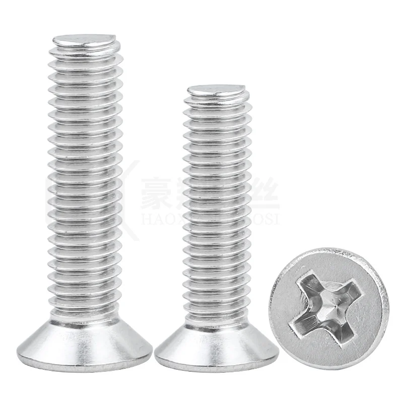 304 Stainless Steel Machine-Thread Cross-Recessed Countersunk Head Screws Flat Head Electronics Small M2M3M4