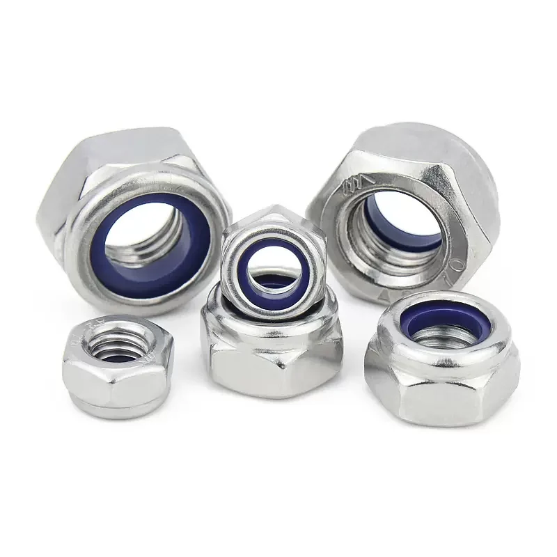 304/316 Stainless Steel Blue Ni. Lock Nuts Anti-Slip Locking Nuts Nylon Lock Nuts