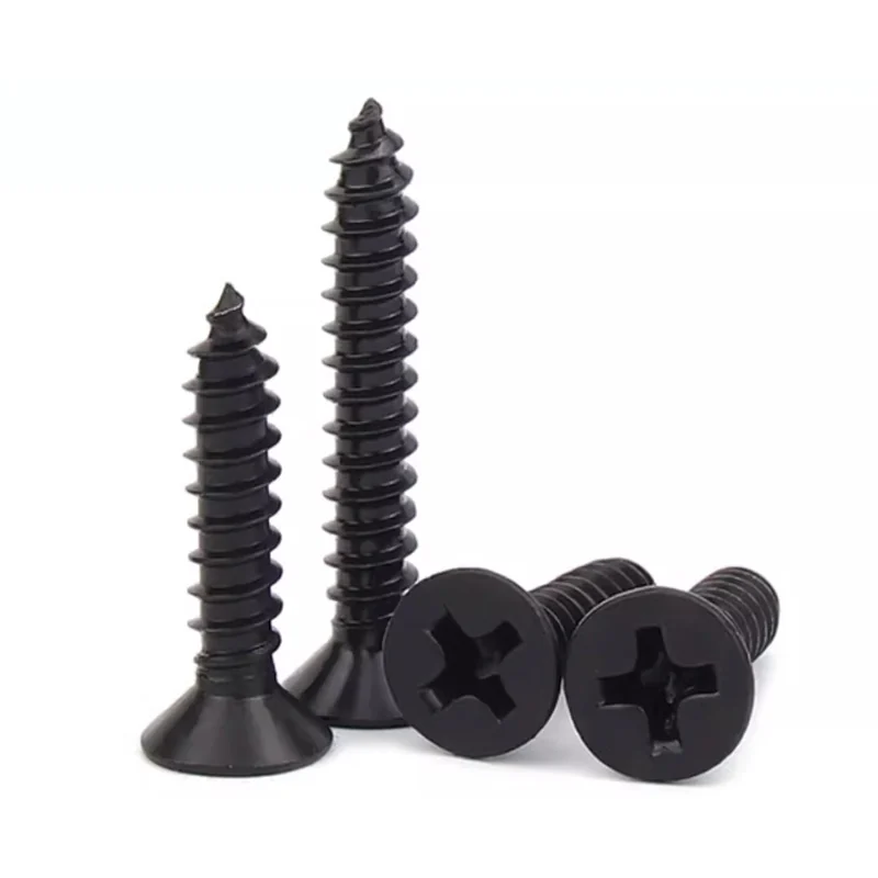 KA Black Cross-Recessed Flat Head Self-Tapping Screws Countersunk Head Wood M1M3M4