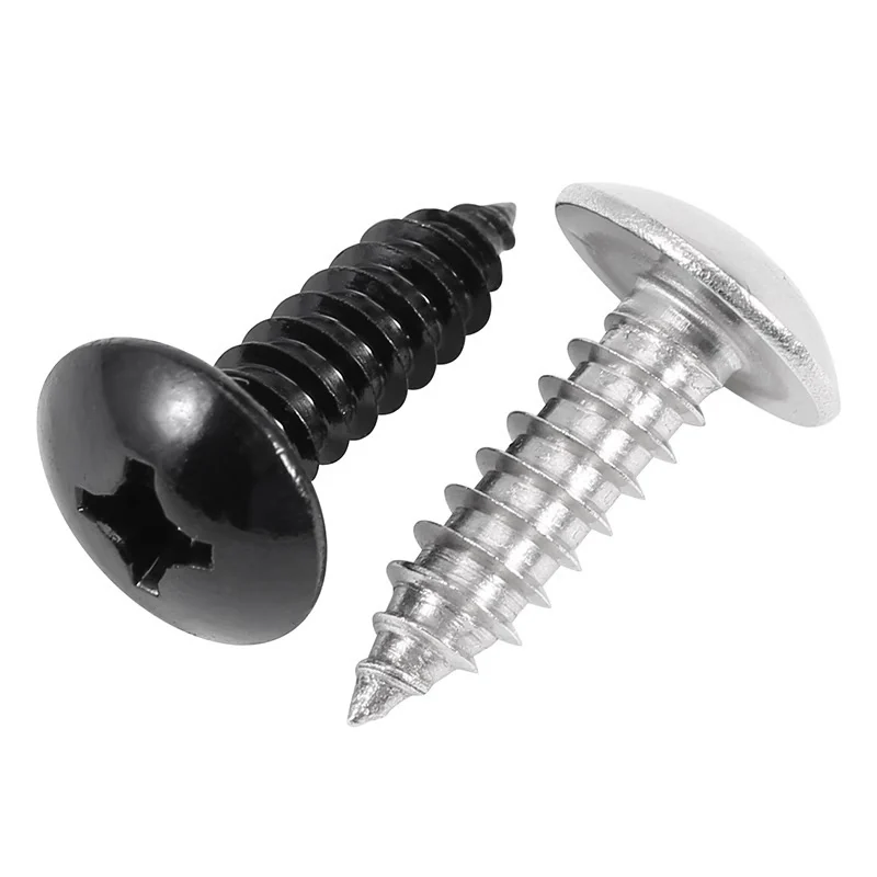 304 Stainless Steel Cross-Recessed Large Truss Head Self-Tapping Screws 316 Mushroom Head Black Zinc-Plated Truss Head M5