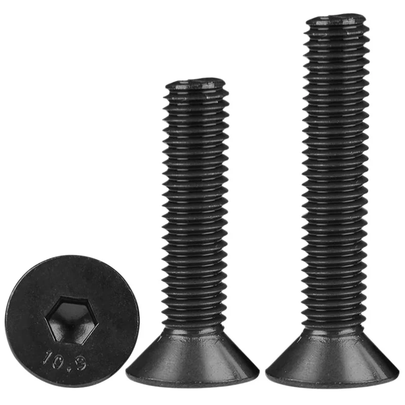 Carbon Steel Grade 10.9 Flat Head Hex Socket Countersunk Head Screws High-Strength M3M4M5M6M8