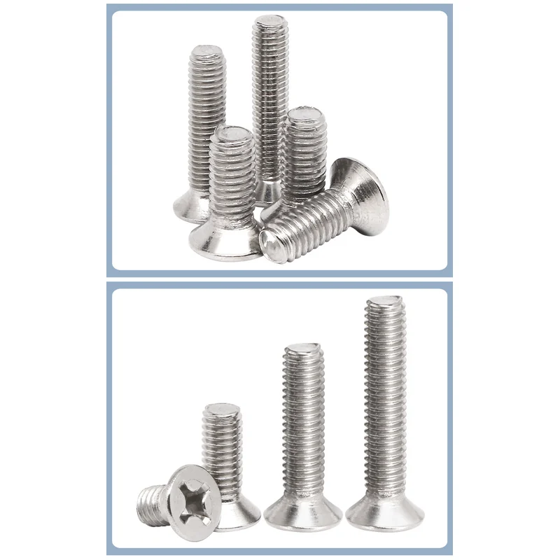 Cross-Recessed Countersunk Head Screws Machine Thread Machine Thread Nickel-Plated KM Mobile Phone Electronics Small Screws Cross-Recessed Flat Head Fine Thread Hardened M1.2-M5Series